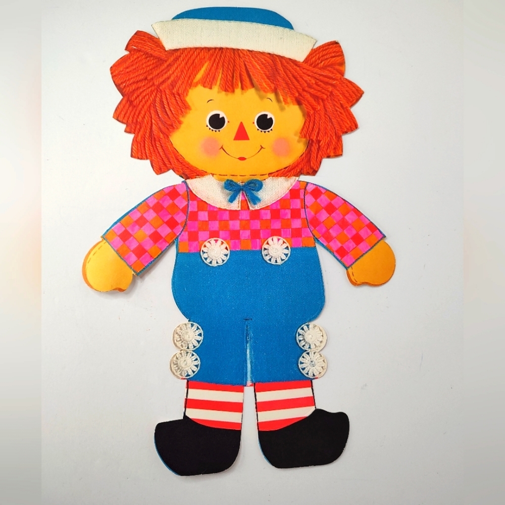 Vintage Hallmark Raggedy Andy Diecut 14” Tall Paper Ephemera